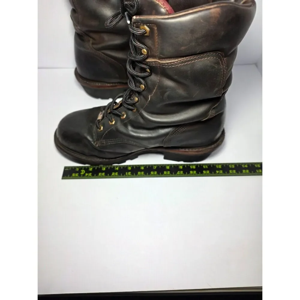 Vintage Chippewa USA Super Logger Boots Mens 10 Insulated Steel Toe Vibram Brown